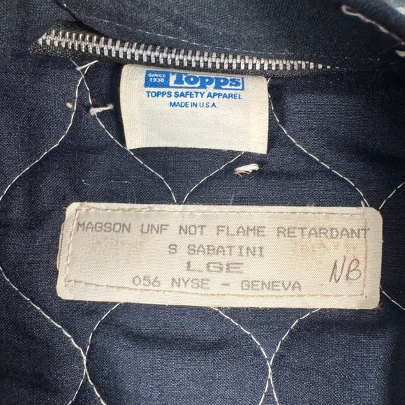 Vintage TOPPS Jacket FR Mens Large Blue Mechanic Workwear Zip Made in USA Nyseg - Picture 8 of 11